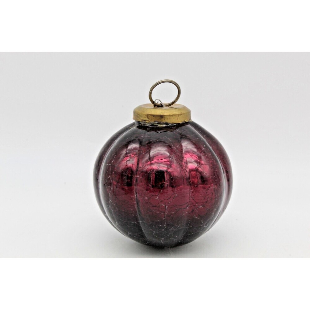 Amethyst Mercury Ribbed Crackle Glass Kugel Antique Christmas Tree Ornament